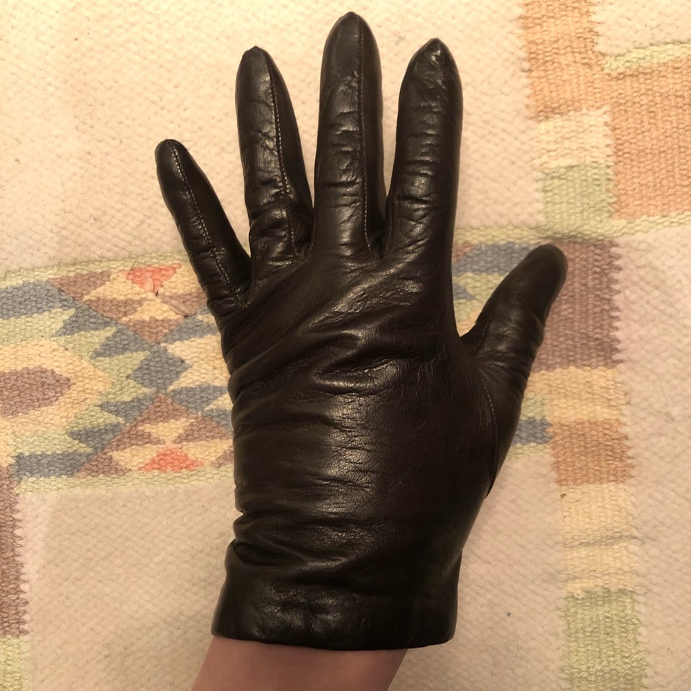 Dark brown leather cashmere lined gloves 6.5 soft